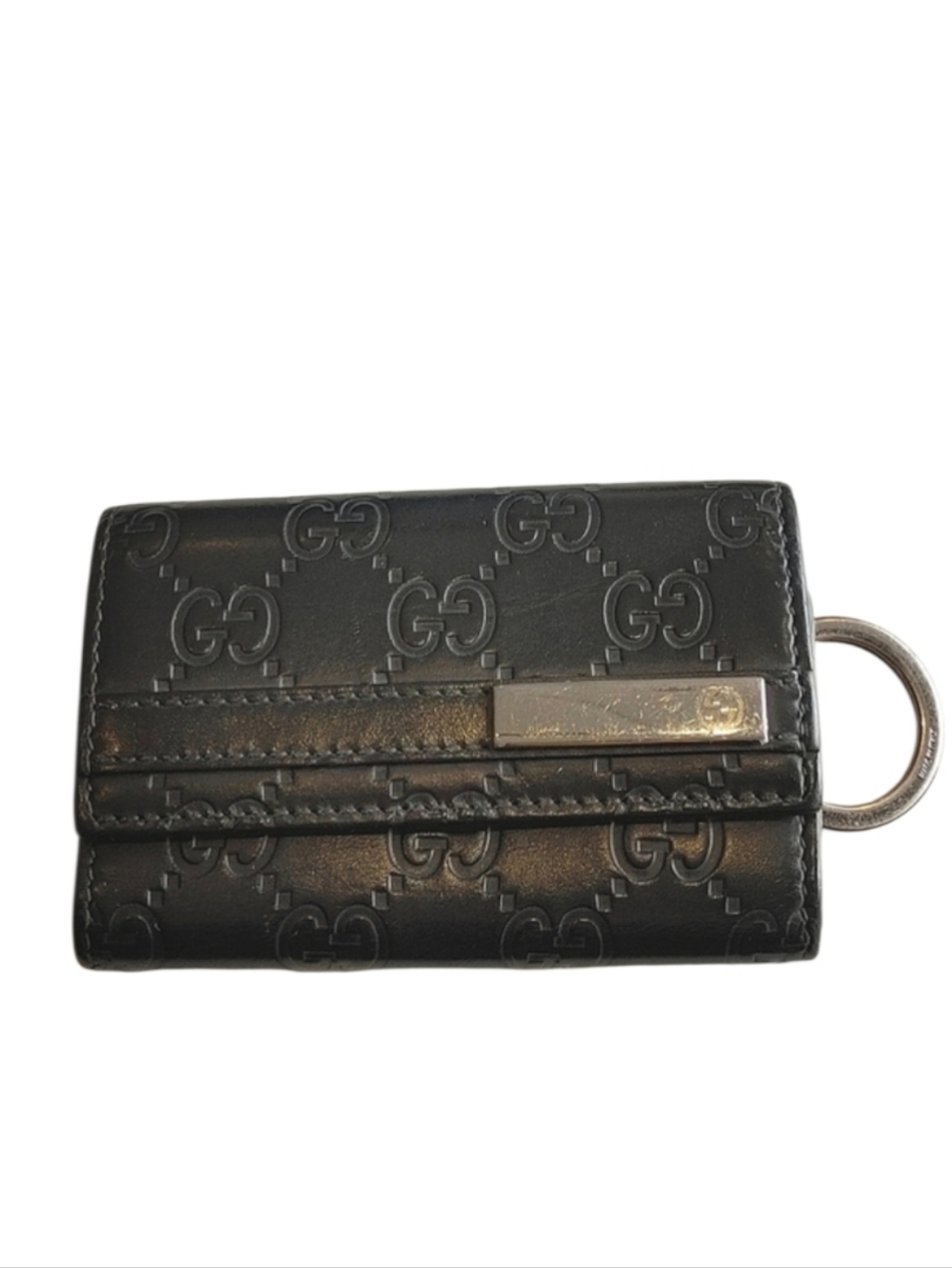 Gucci Guccisimi Black Leather Keycles Card Holder